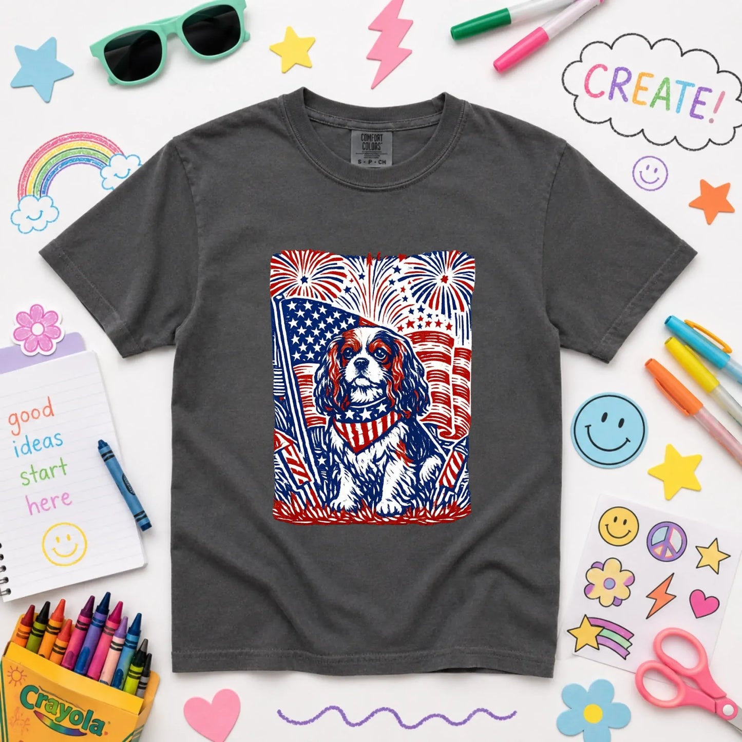 Cavalier 4th of July USA Unisex YOUTH TShirt Pepper