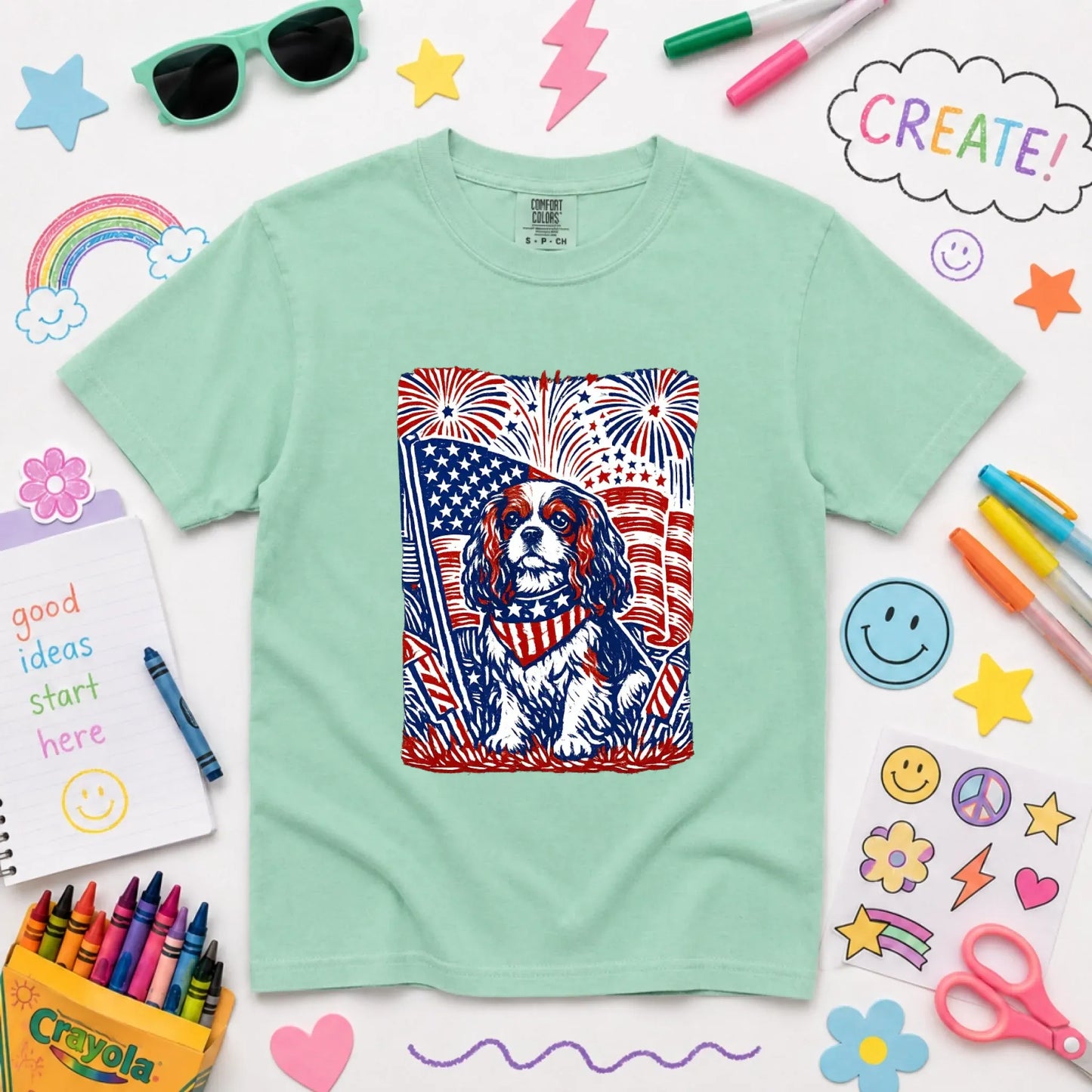 Cavalier 4th of July USA Unisex YOUTH TShirt Island Reef
