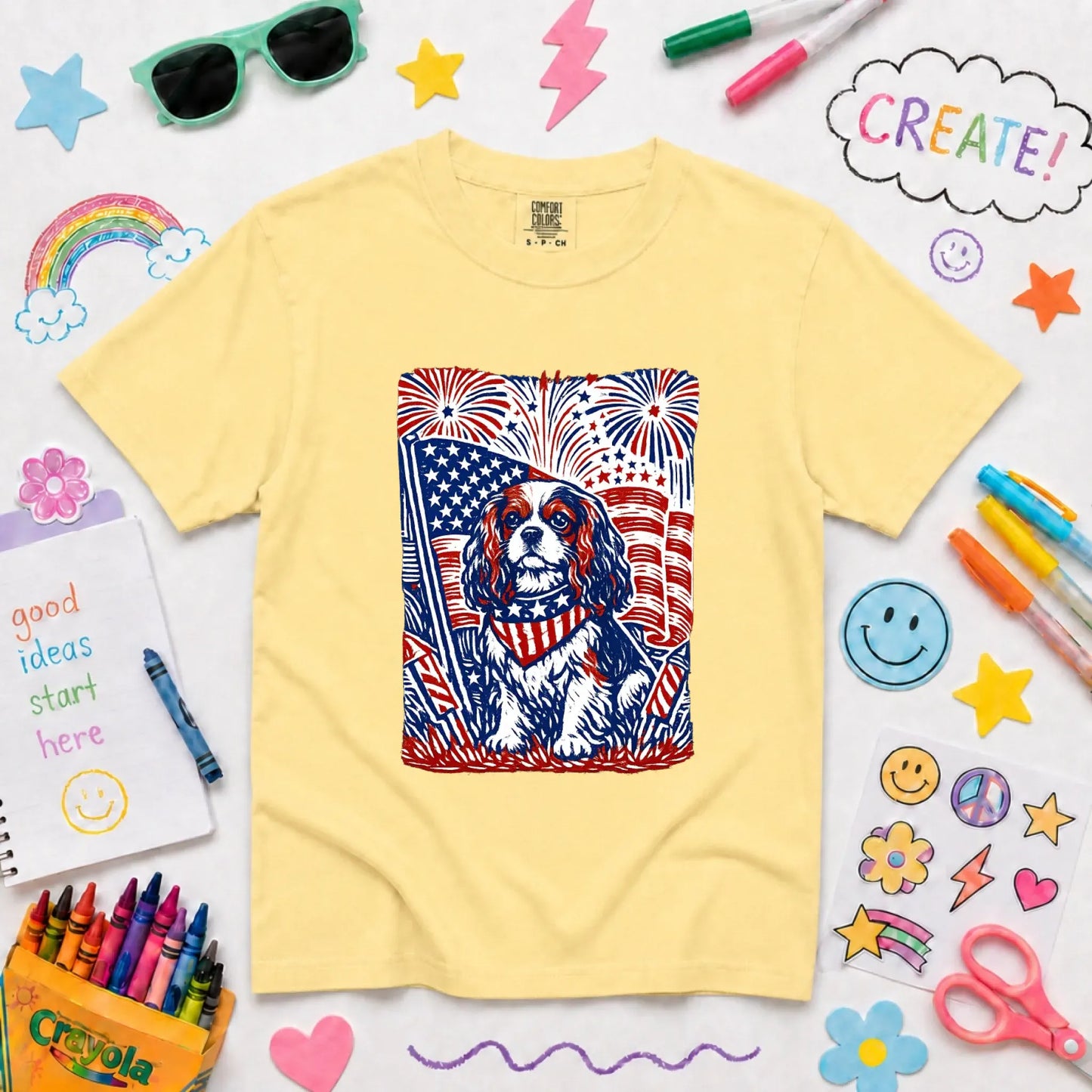 Cavalier 4th of July USA Unisex YOUTH TShirt Butter