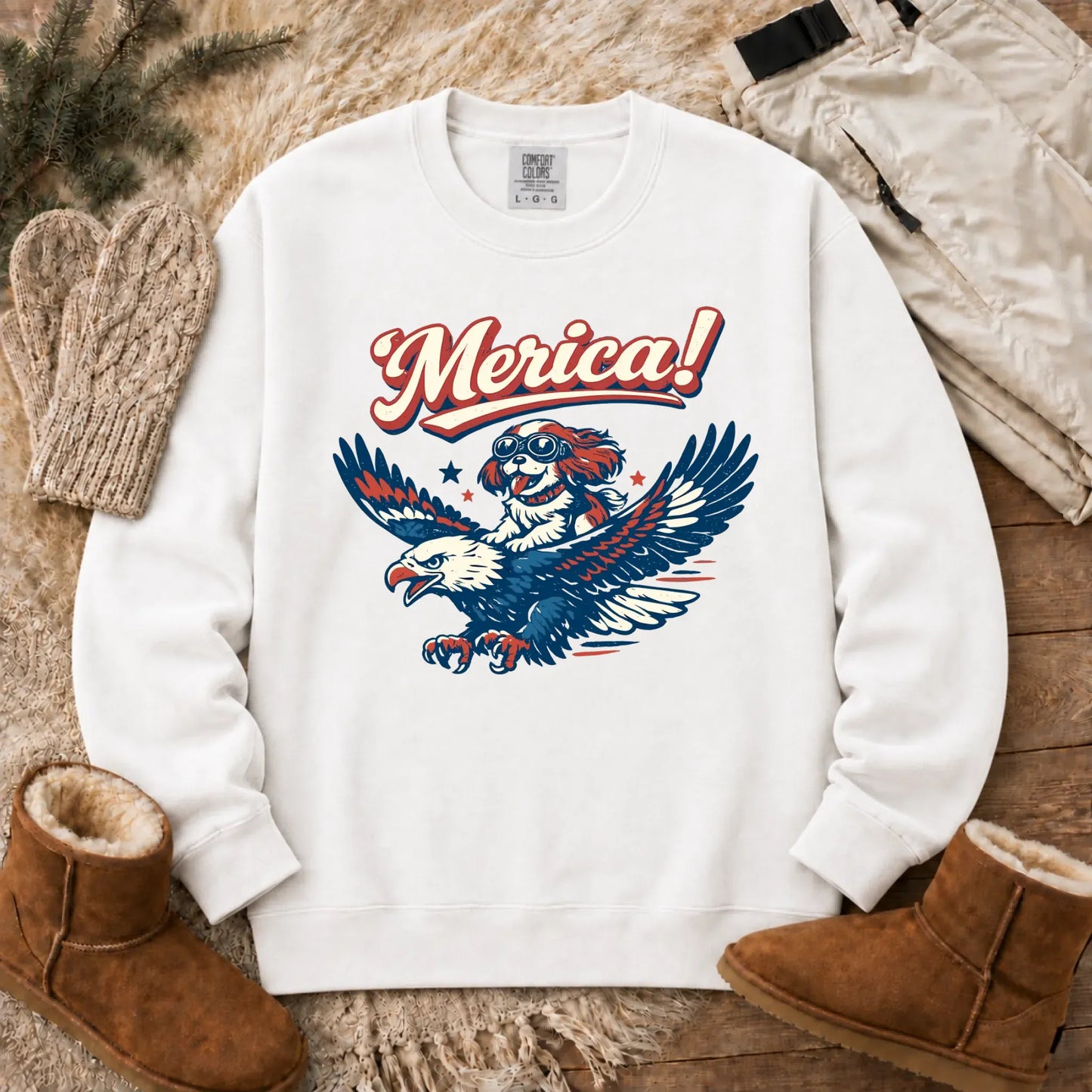Cavalier America Patriotic USA Unisex Sweatshirt White