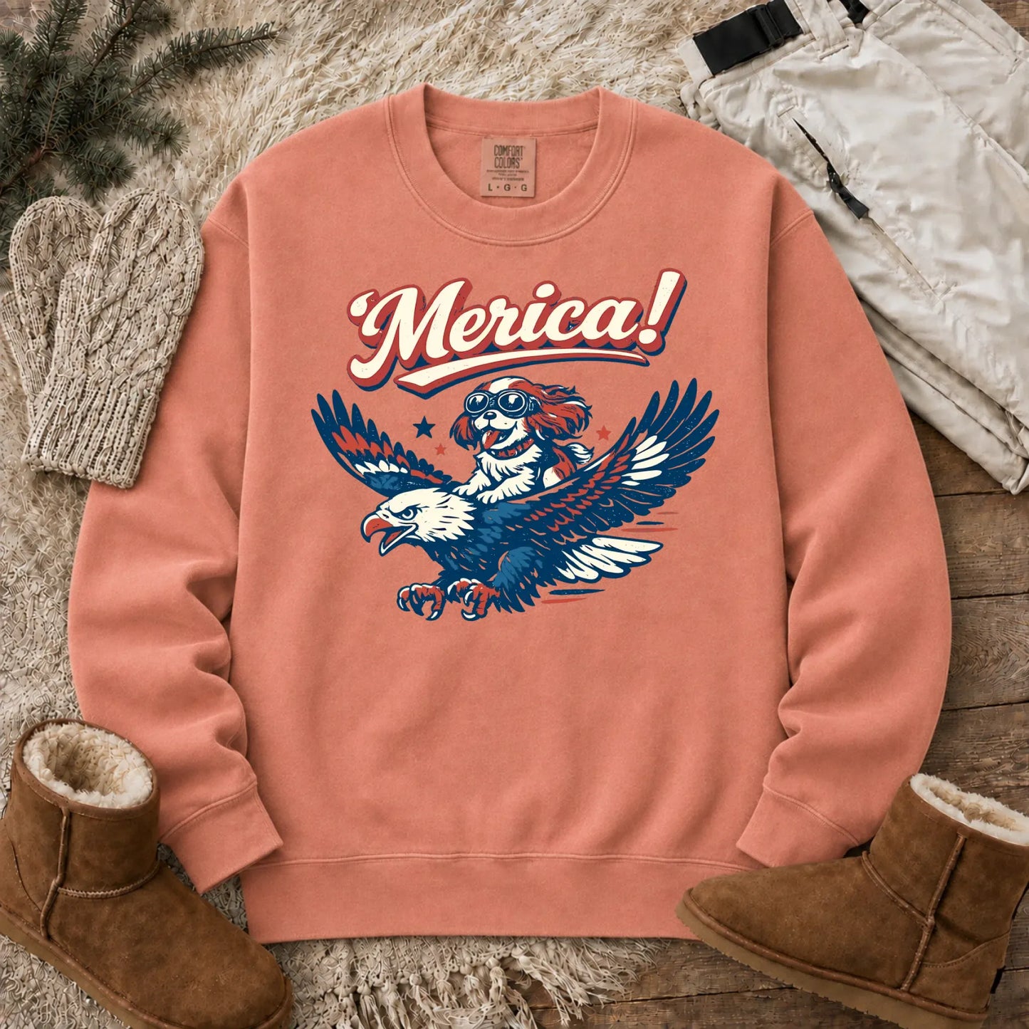 Cavalier America Patriotic USA Unisex Sweatshirt Terracotta