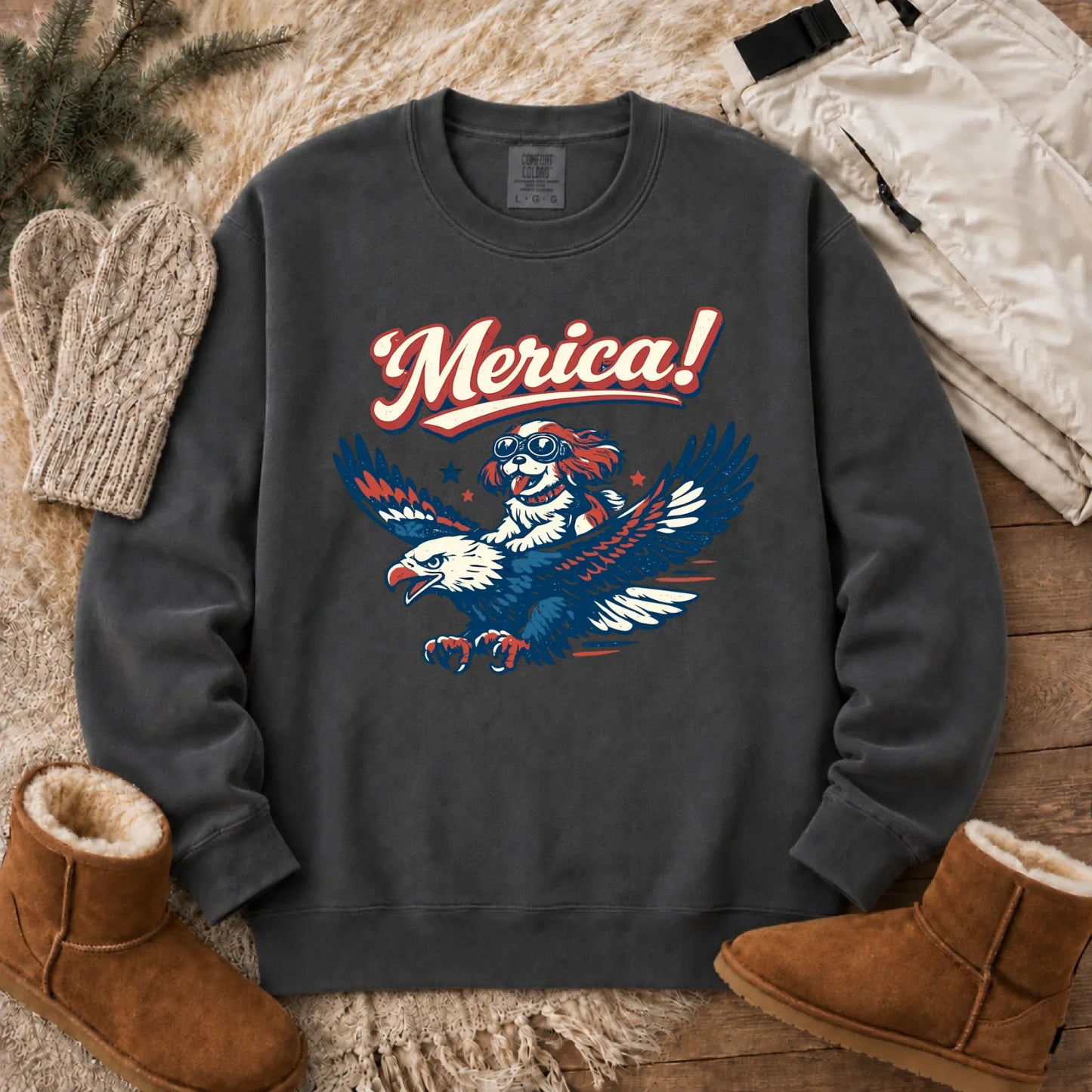 Cavalier America Patriotic USA Unisex Sweatshirt Pepper
