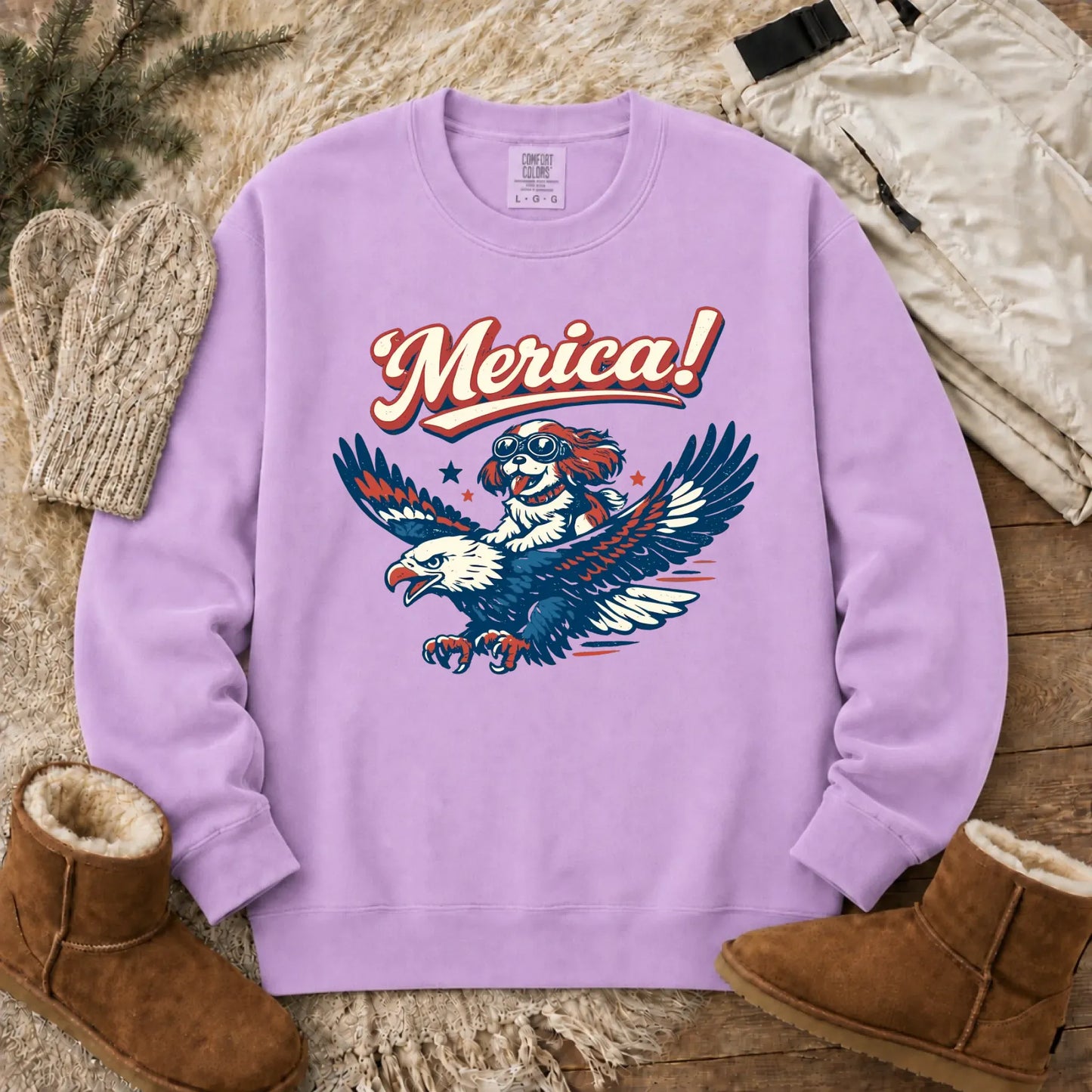 Cavalier America Patriotic USA Unisex Sweatshirt Orchid