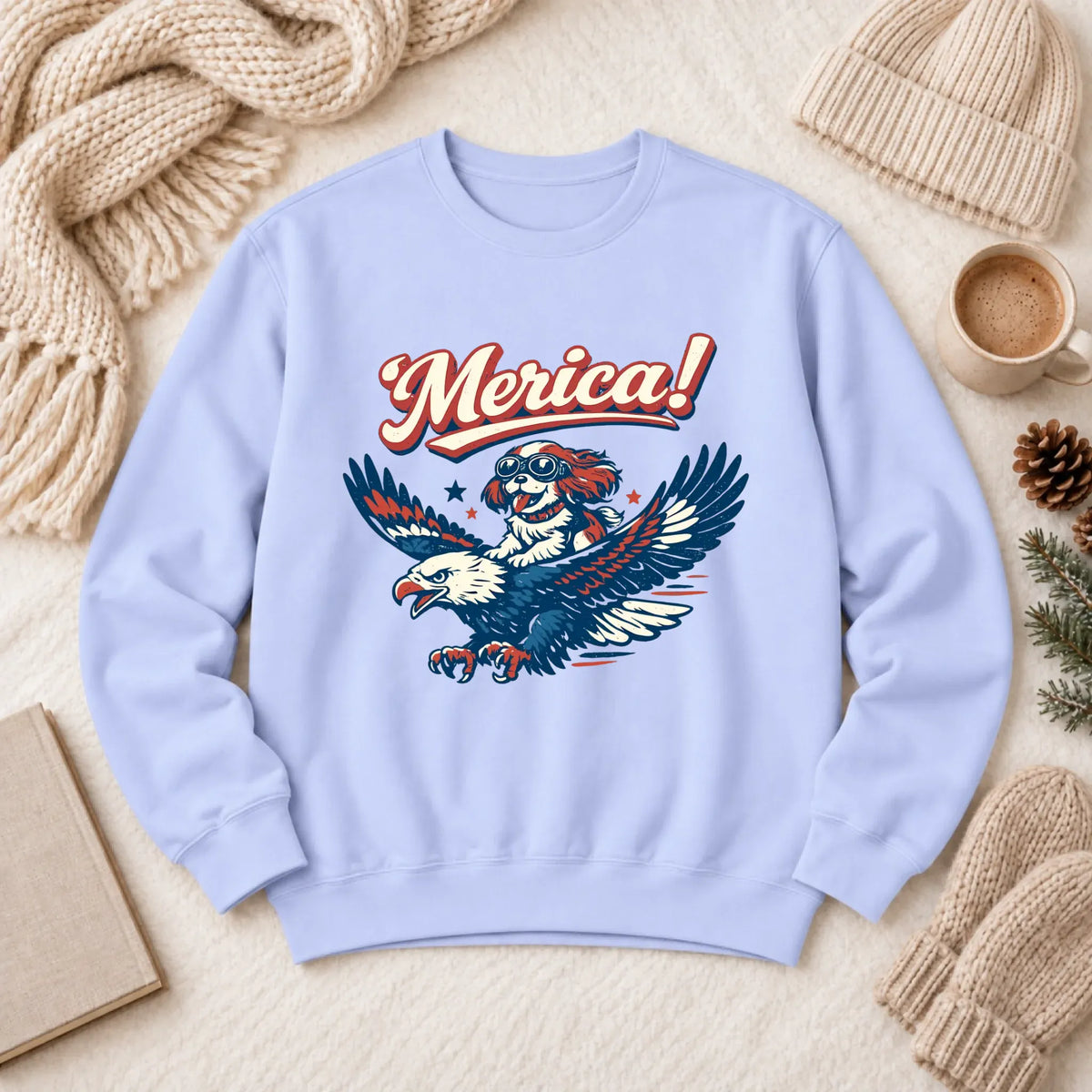 Cavalier America Patriotic USA Unisex Sweatshirt Hydrangea