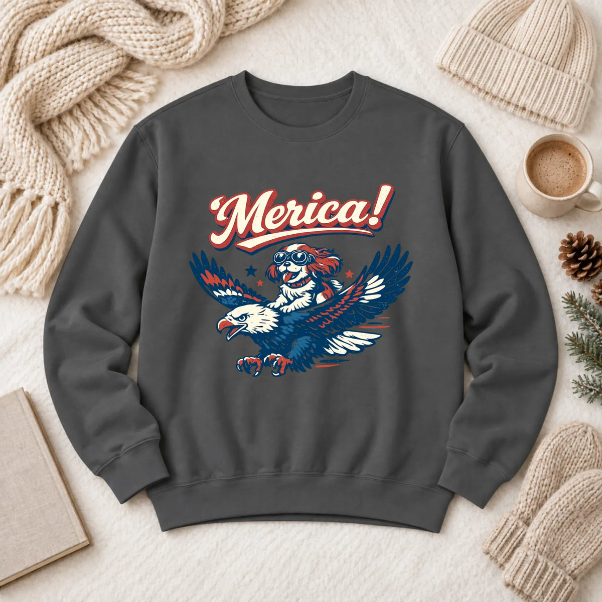 Cavalier America Patriotic USA Unisex Sweatshirt Pepper