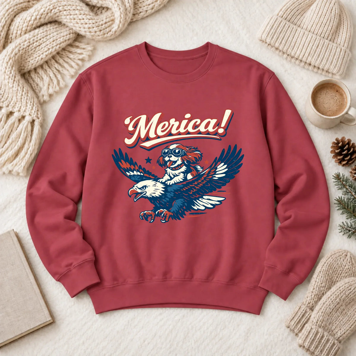 Cavalier America Patriotic USA Unisex Sweatshirt Crimson