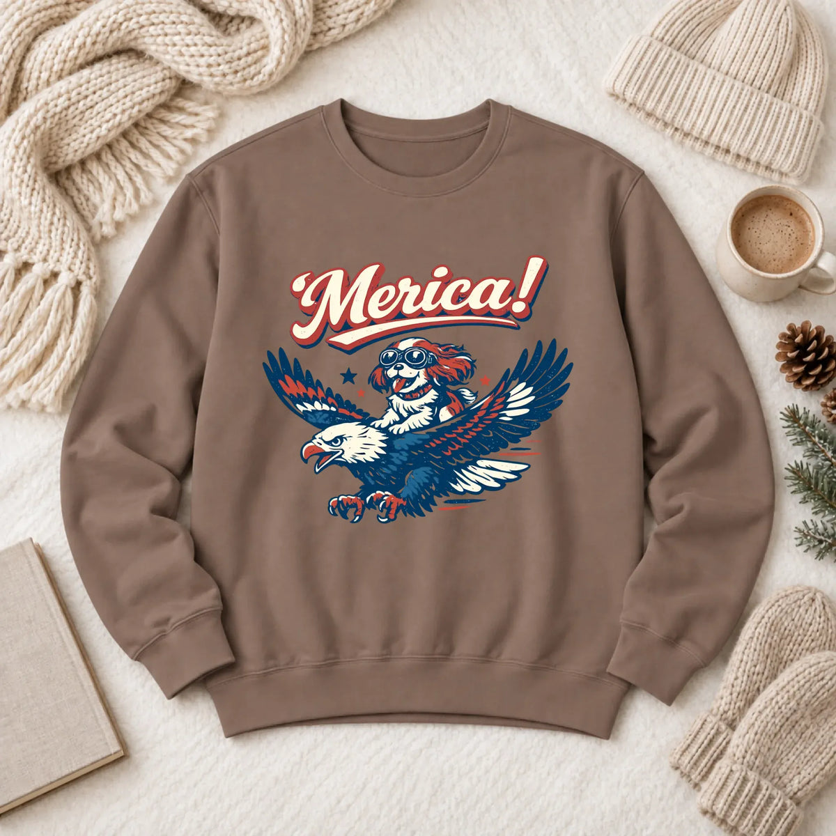 Cavalier America Patriotic USA Unisex Sweatshirt Espresso