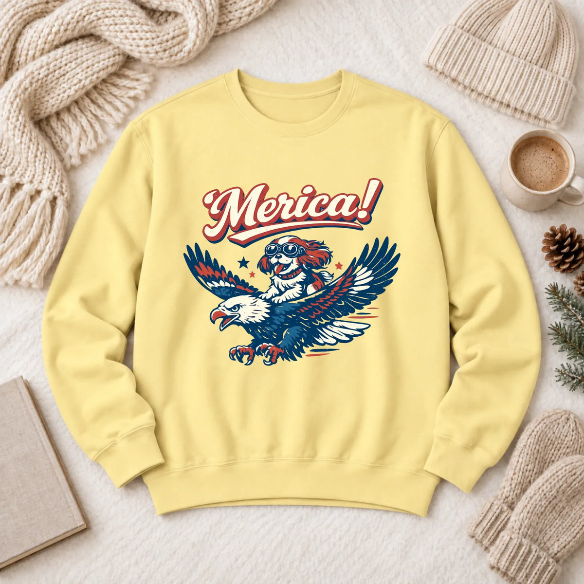 Cavalier America Patriotic USA Unisex Sweatshirt Butter