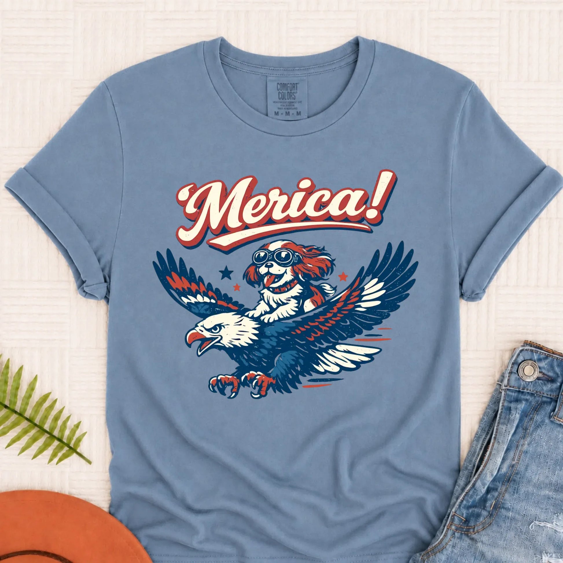 Cavalier America Patriotic USA Unisex TShirt Blue Jean