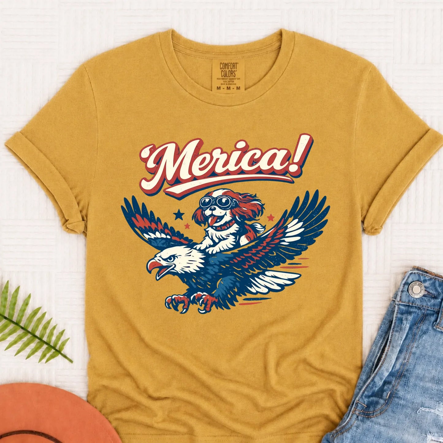 Cavalier America Patriotic USA Unisex TShirt Mustard