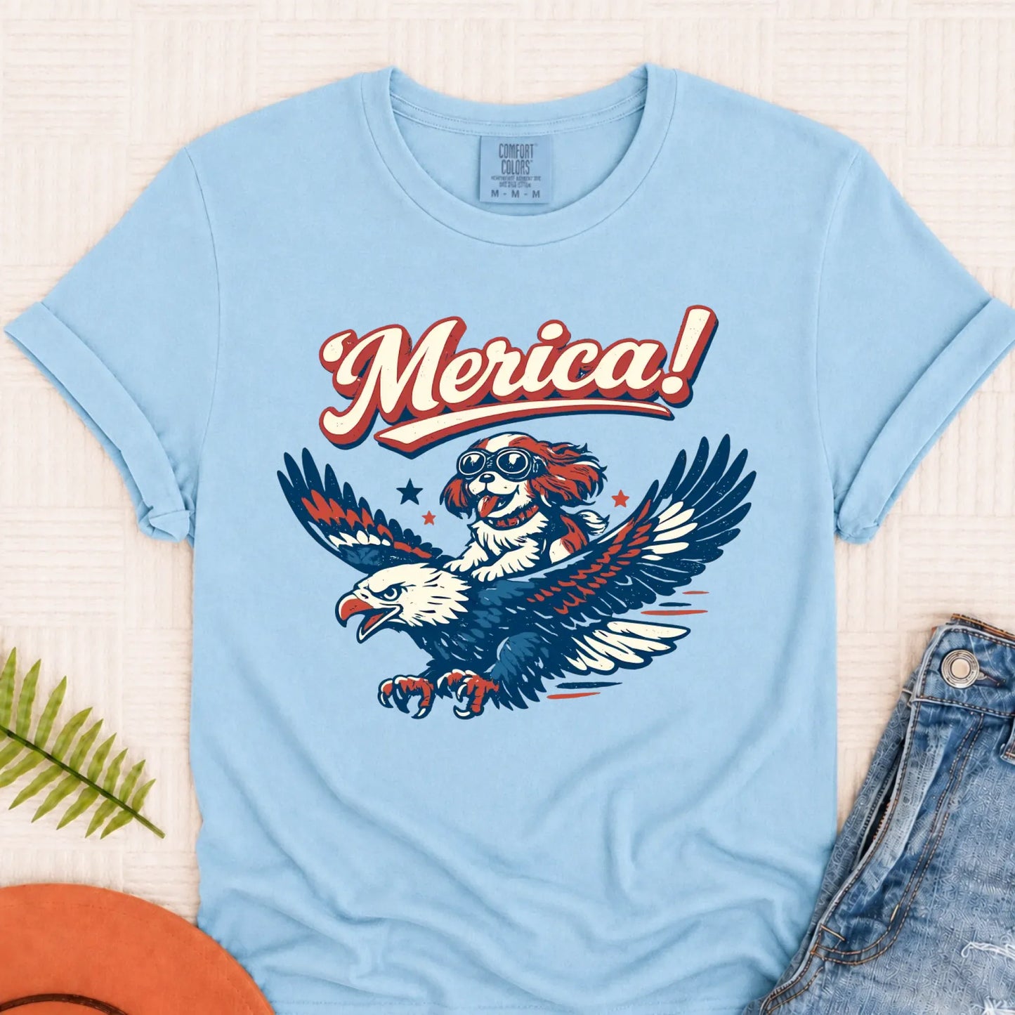 Cavalier America Patriotic USA Unisex TShirt Chambray