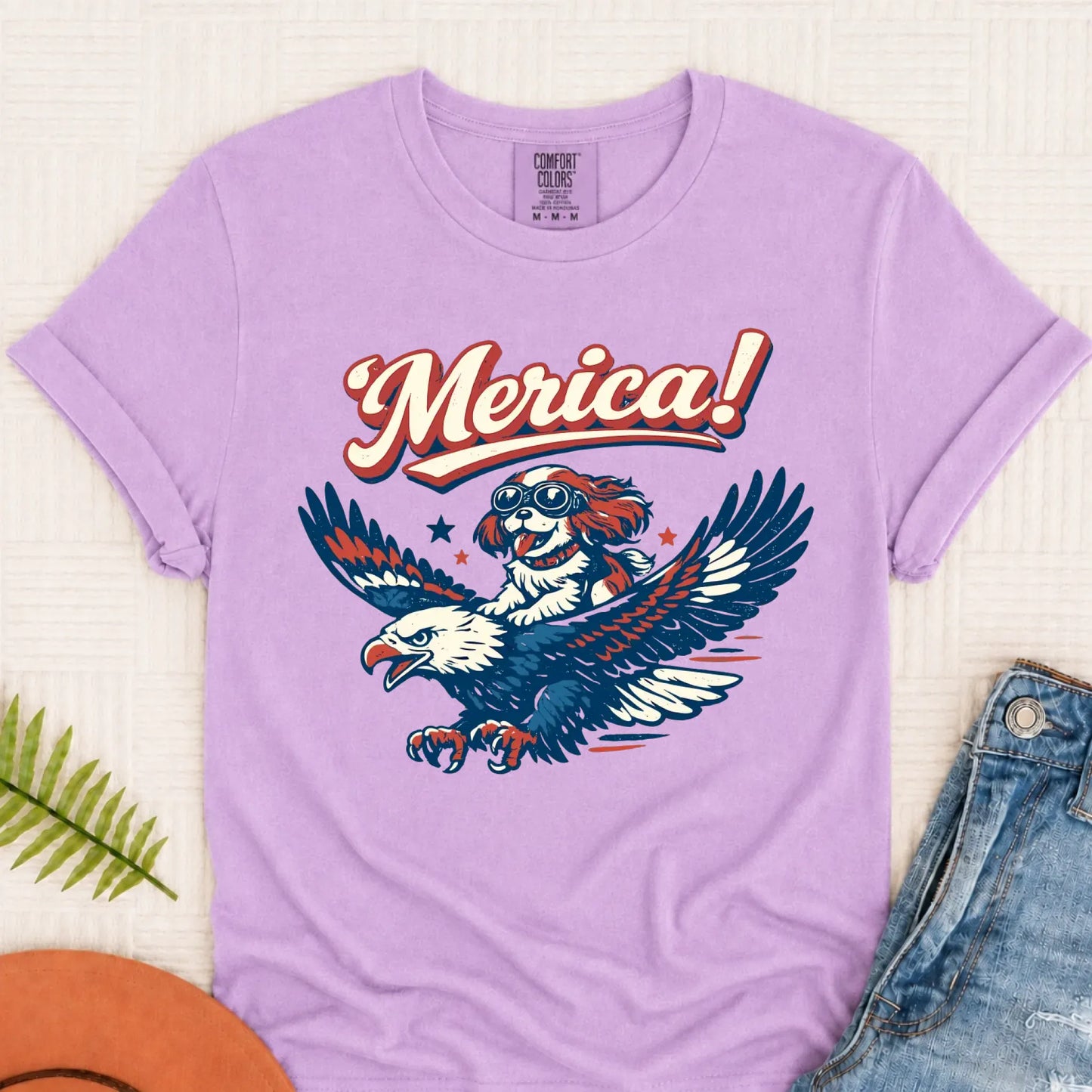 Cavalier America Patriotic USA Unisex TShirt Orchid