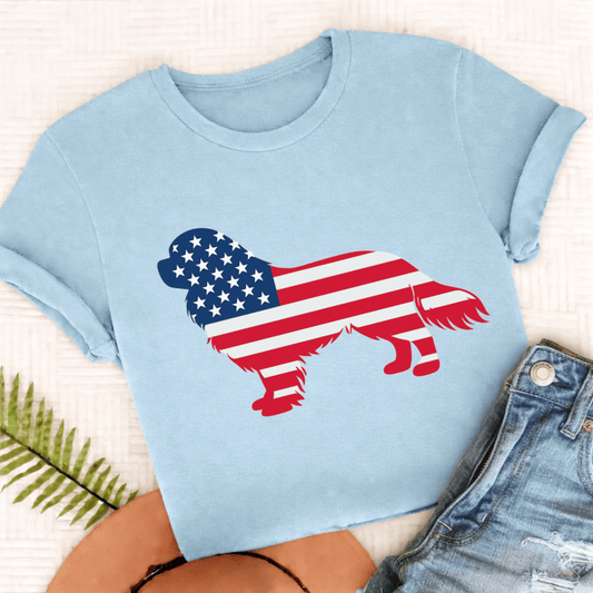 Cavalier American Flag Silhouette Unisex TShirt Comfort Colors Chambray