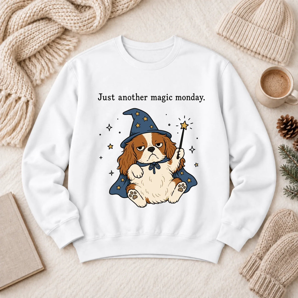 Sweatshirt White / S Cavalier Anti Job Magic Monday Unisex Sweatshirt