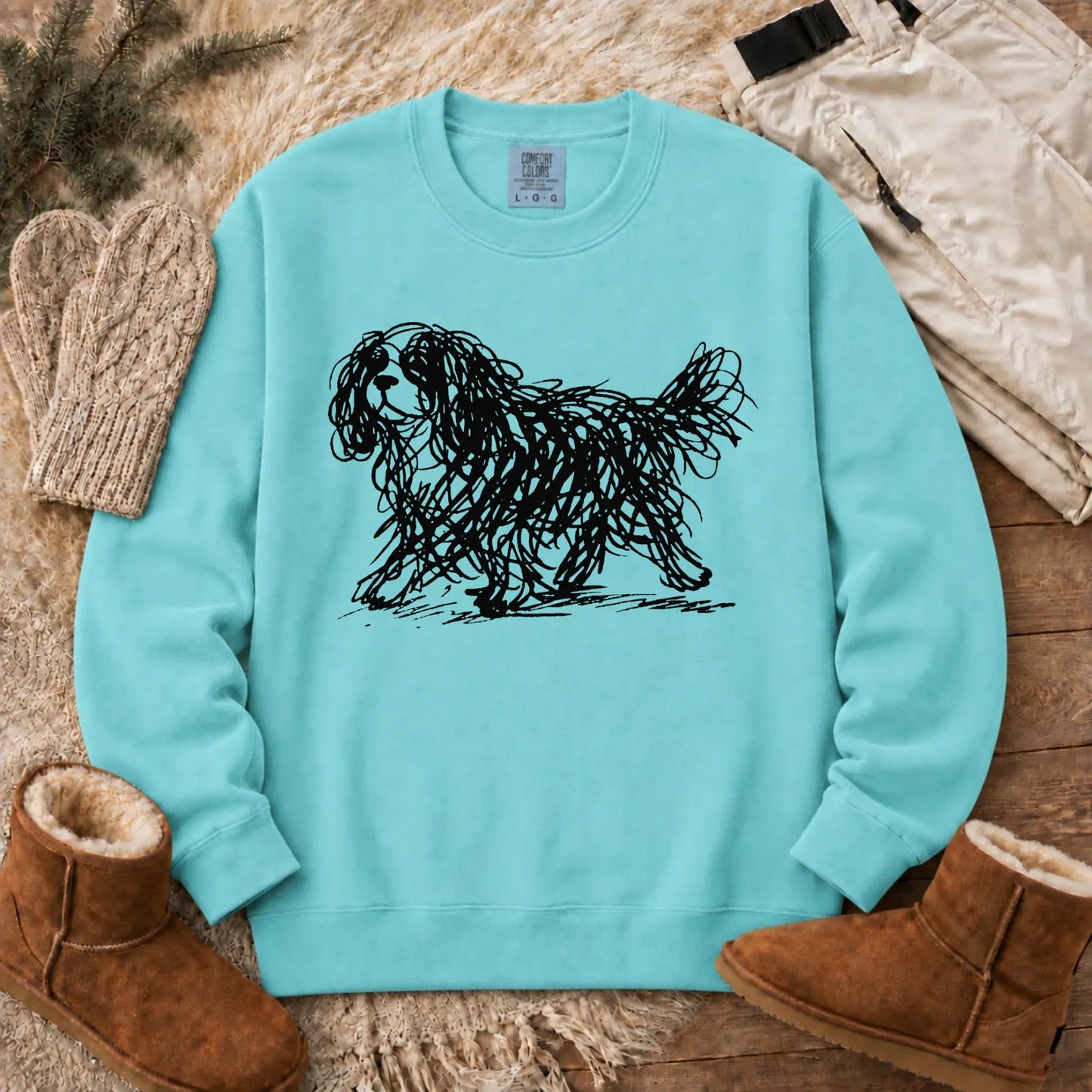 Cavalier Artist Line Art Unisex Sweatshirt Chalky Mint