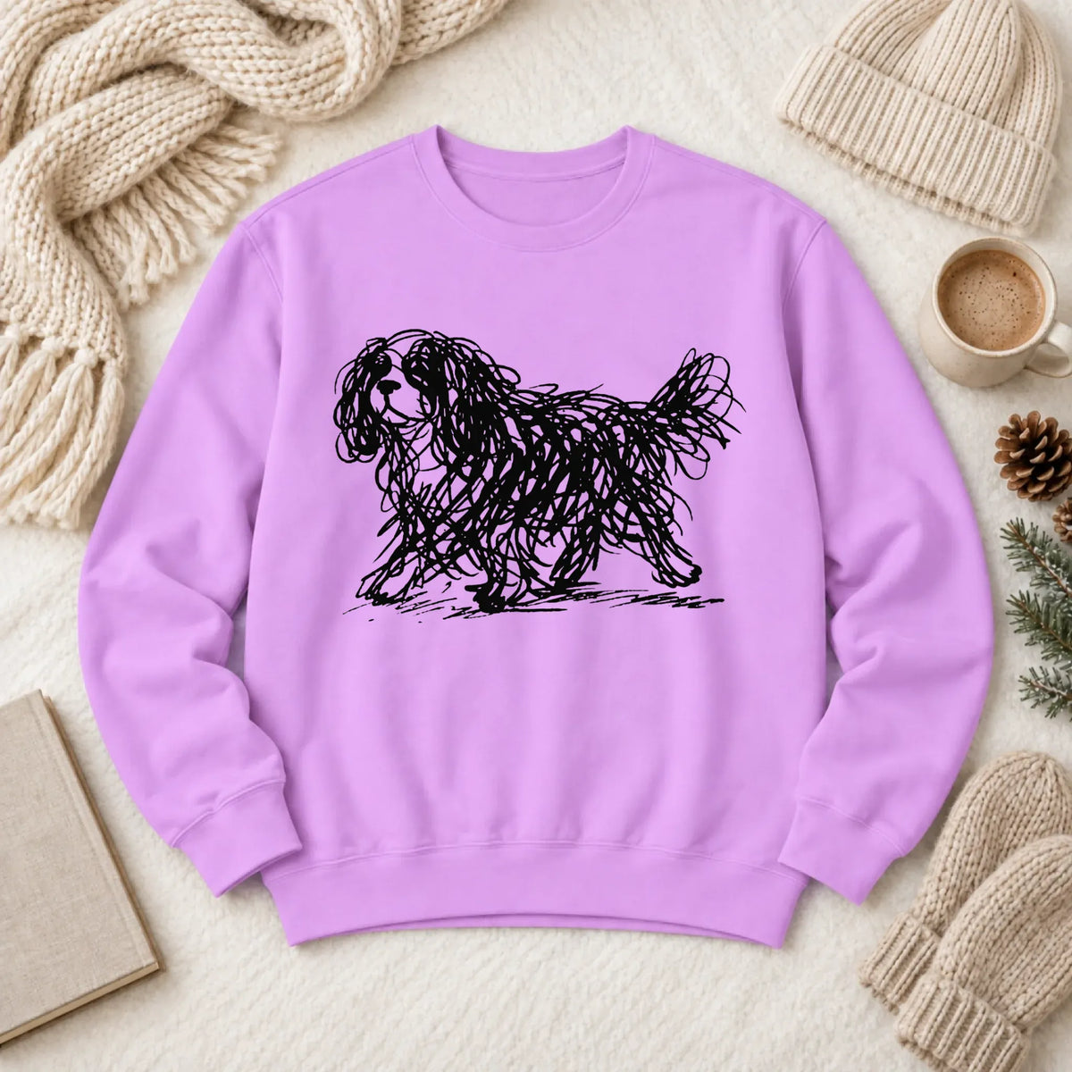 Cavalier Artist Line Art Unisex Sweatshirt Neon Violet
