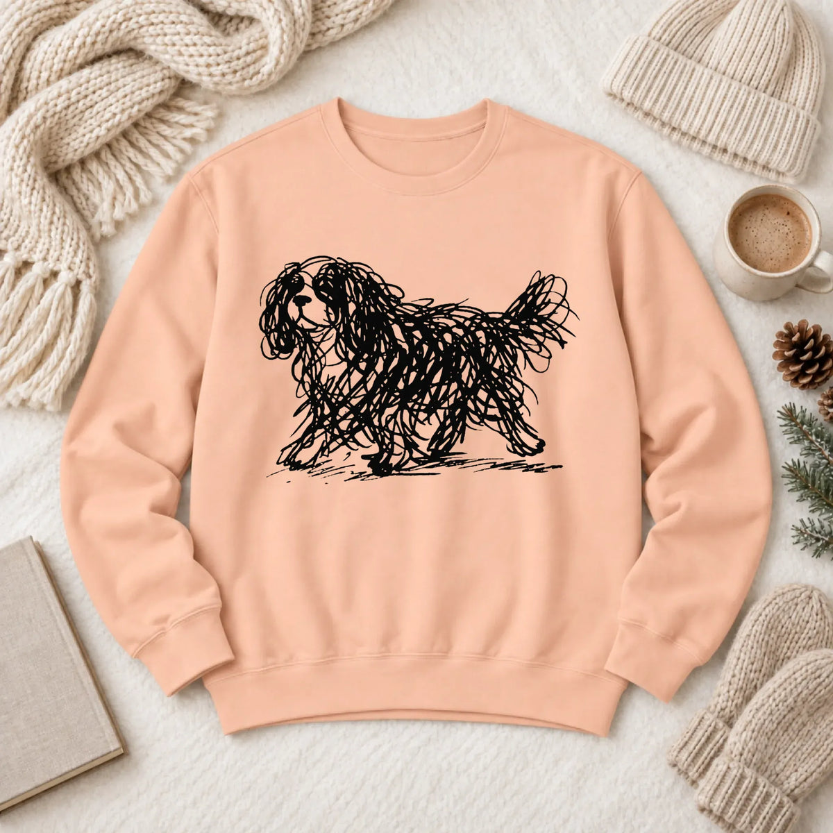 Cavalier Artist Line Art Unisex Sweatshirt Peachy