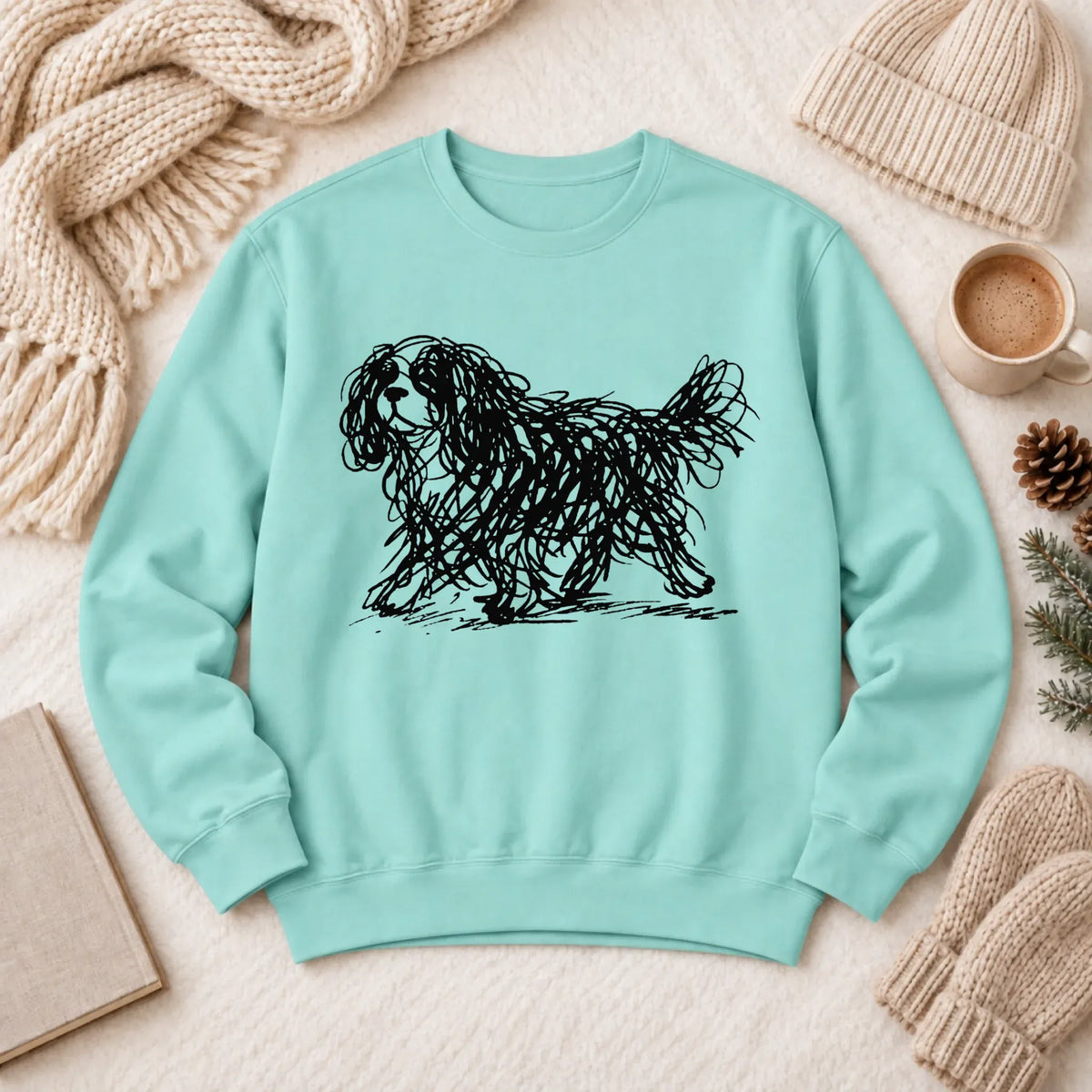 Cavalier Artist Line Art Unisex Sweatshirt Chalky Mint