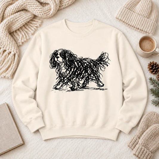Cavalier Artist Line Art Unisex Sweatshirt Ivory
