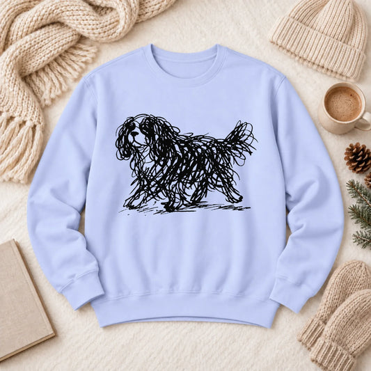 Cavalier Artist Line Art Unisex Sweatshirt Hydrangea