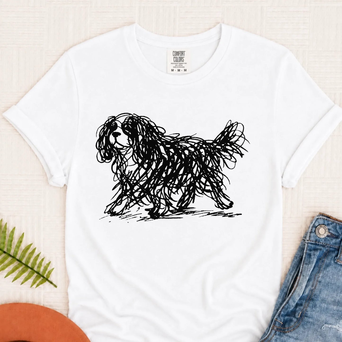 Cavalier Artist Squiggle Line Art Unisex TShirt White
