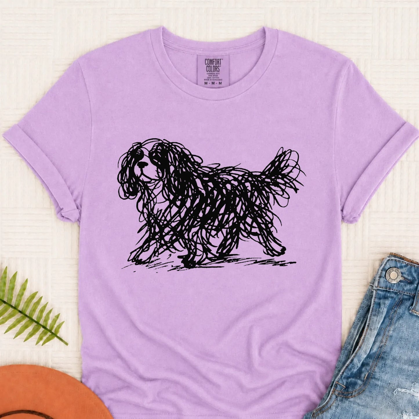 Cavalier Artist Squiggle Line Art Unisex TShirt Orchid