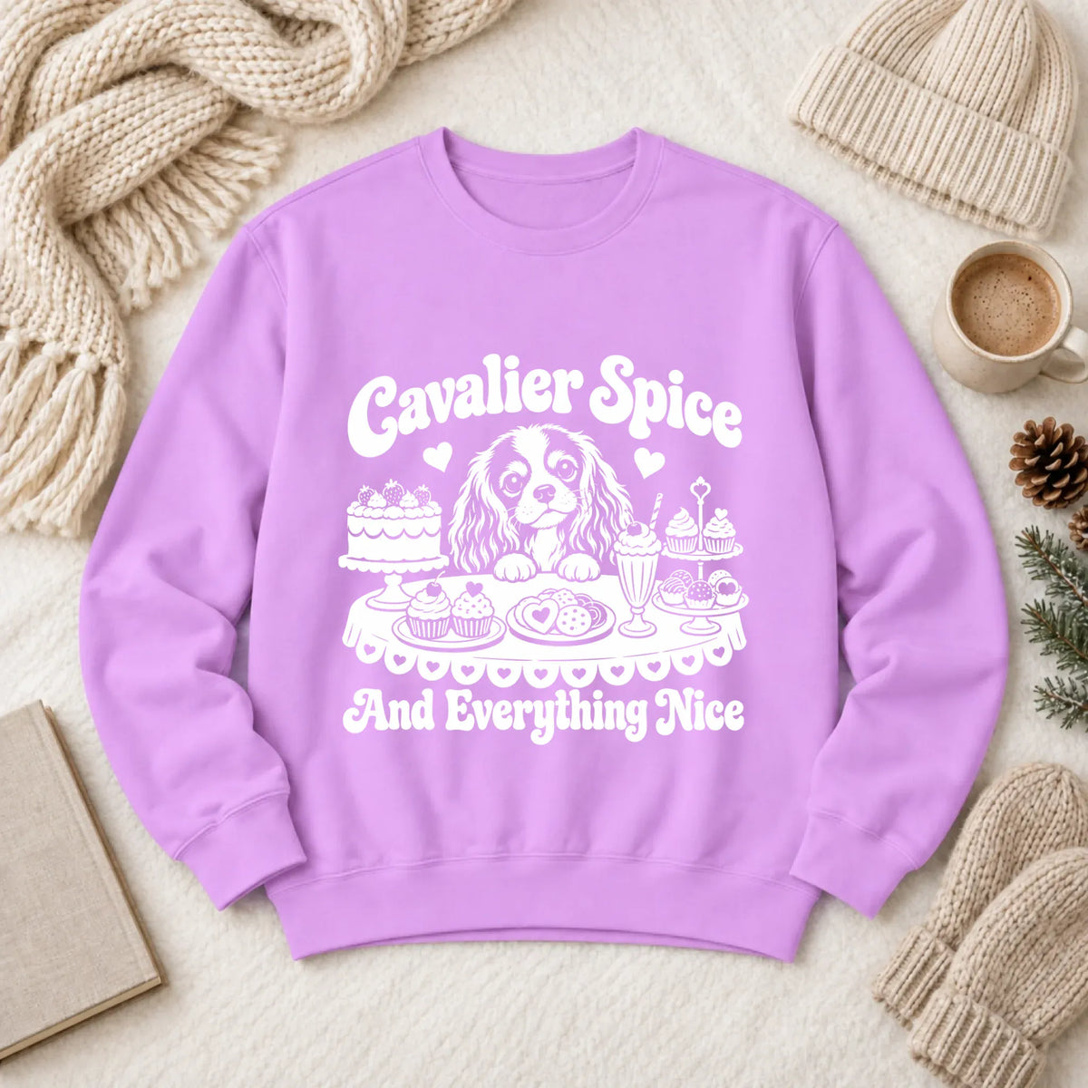 Cavalier Baking Sugar Spice Unisex Sweatshirt Neon Violet