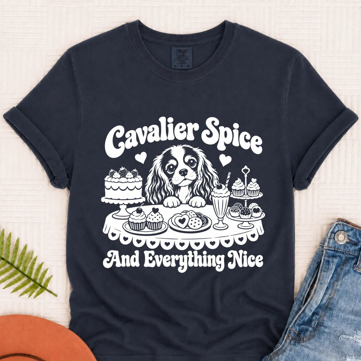 Cavalier Baking Sugar Spice Unisex Tshirt Navy