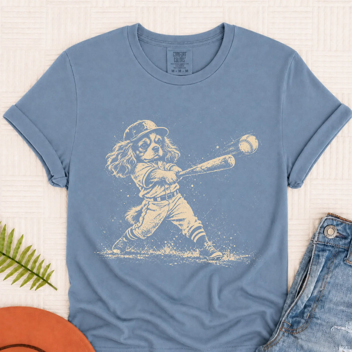 Cavalier Baseball Player Unisex TShirt Blue Jean