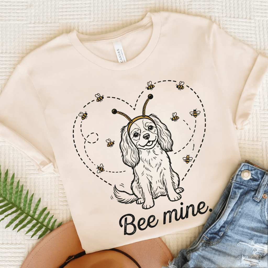 Cavalier Bee Mine Garden Unisex TShirt Natural