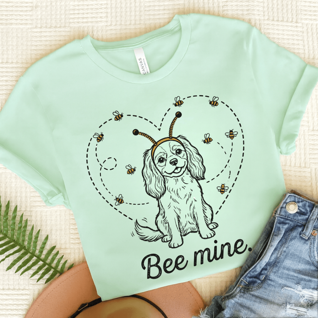 Cavalier Bee Mine Garden Unisex TShirt Heather Mint