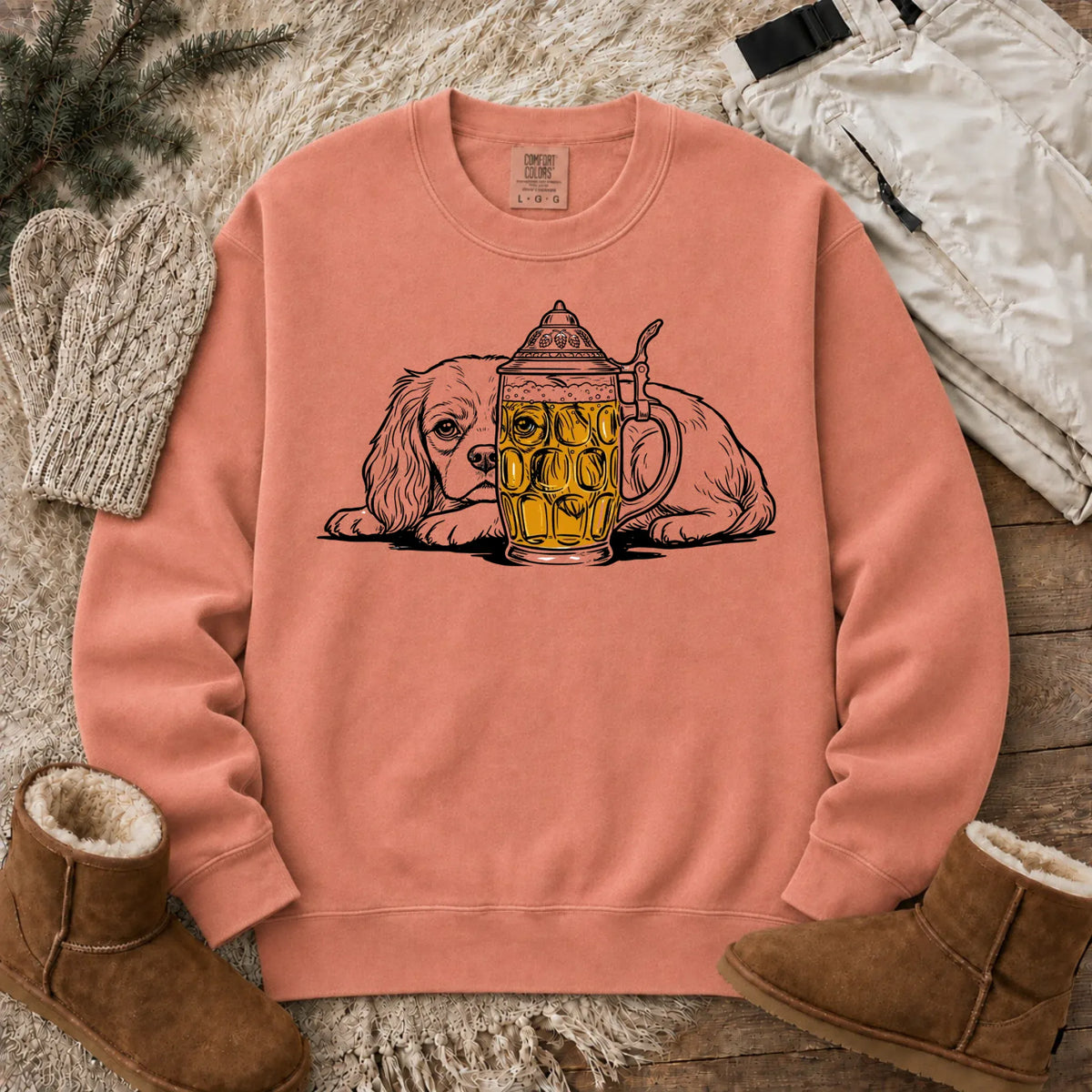 Customizer CC Dark Sweatshirt / Terracotta / S Cavalier Beer Drinking Brewer Unisex Sweatshirt