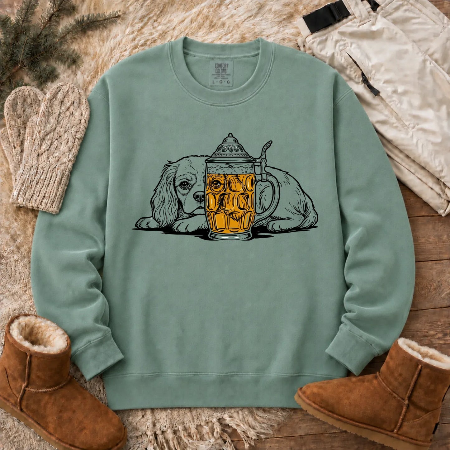 Customizer CC Dark Sweatshirt / Light Green / S Cavalier Beer Drinking Brewer Unisex Sweatshirt
