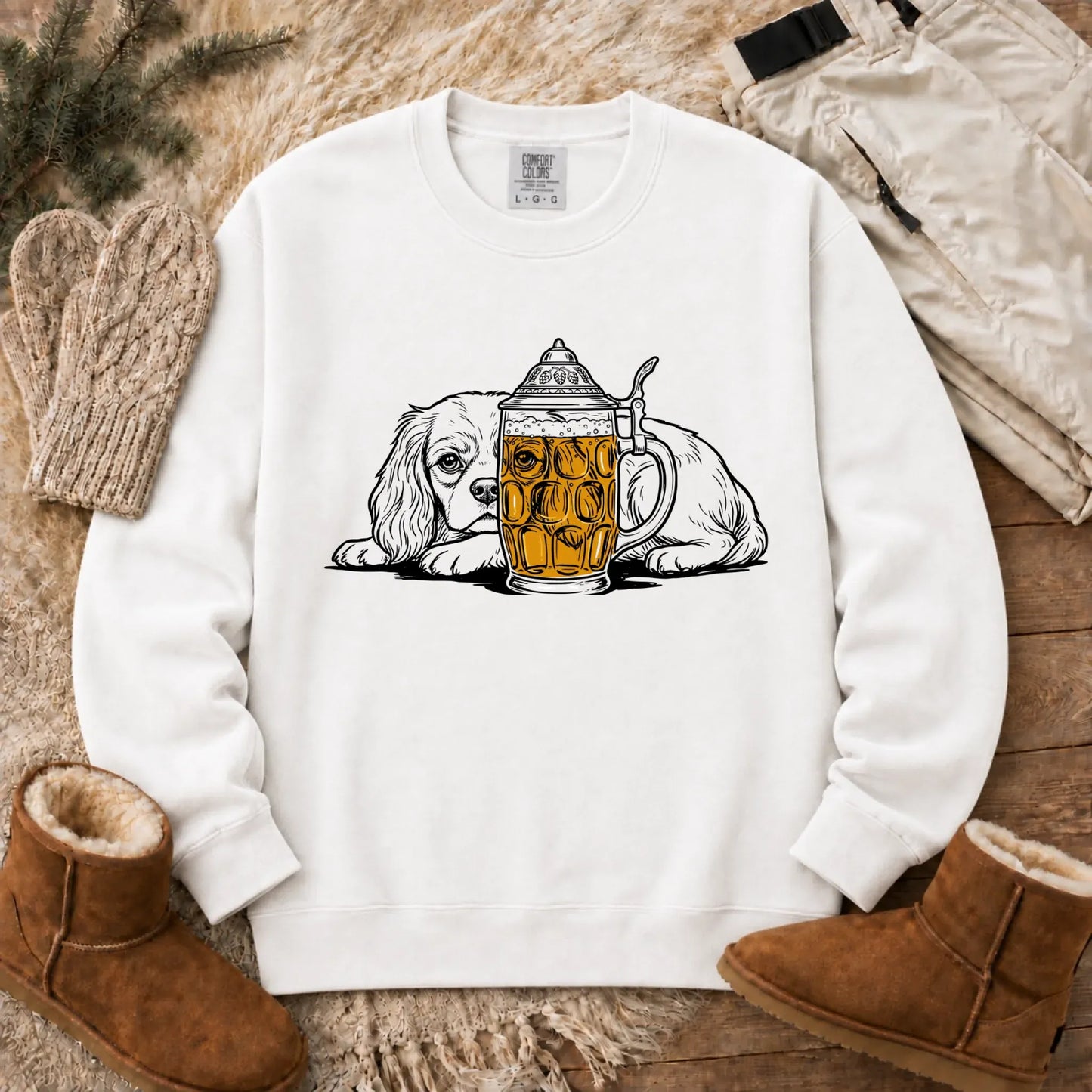 Customizer CC Light Sweatshirt / White / S Cavalier Beer Drinking Brewer Unisex Sweatshirt