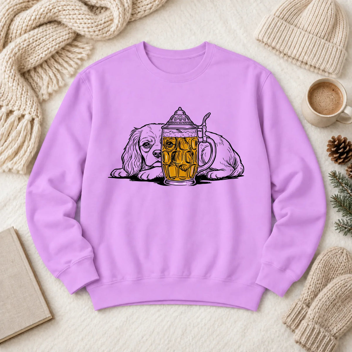 Cavalier Beer Drinking Brewer Unisex Sweatshirt Neon Violet