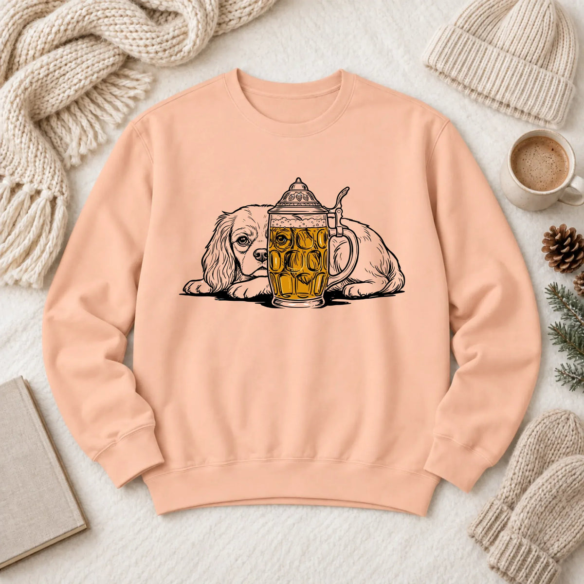 Cavalier Beer Drinking Brewer Unisex Sweatshirt Peachy