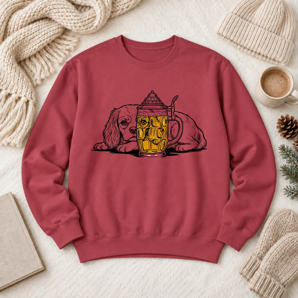 Cavalier Beer Drinking Brewer Unisex Sweatshirt Crimson