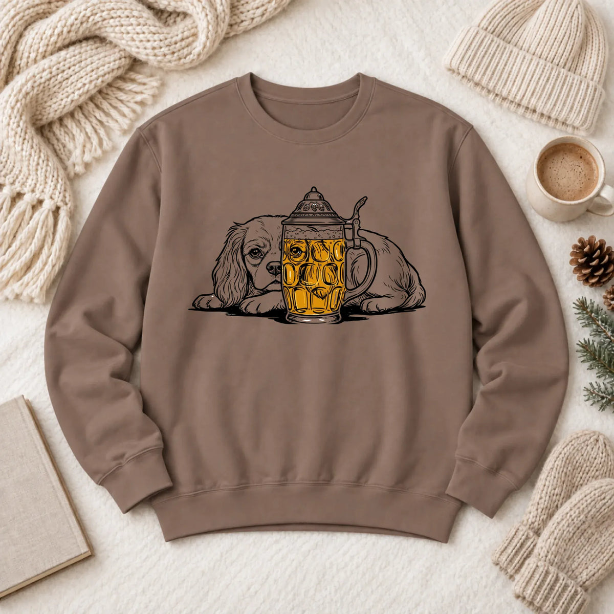 Cavalier Beer Drinking Brewer Unisex Sweatshirt Espresso