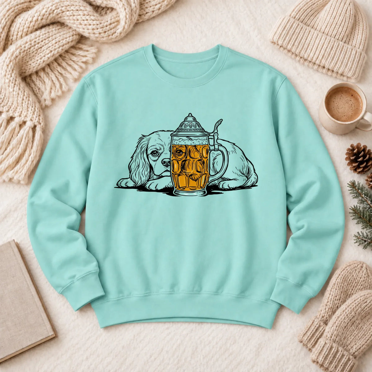 Cavalier Beer Drinking Brewer Unisex Sweatshirt Chalky Mint