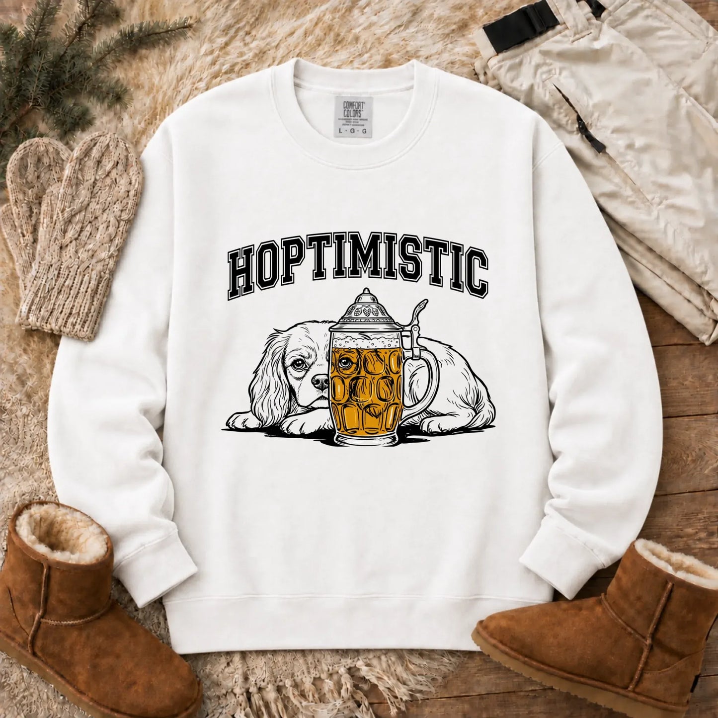 Customizer CC Light Sweatshirt / White / S Cavalier Beer Lover Day Drinking Unisex Sweatshirt