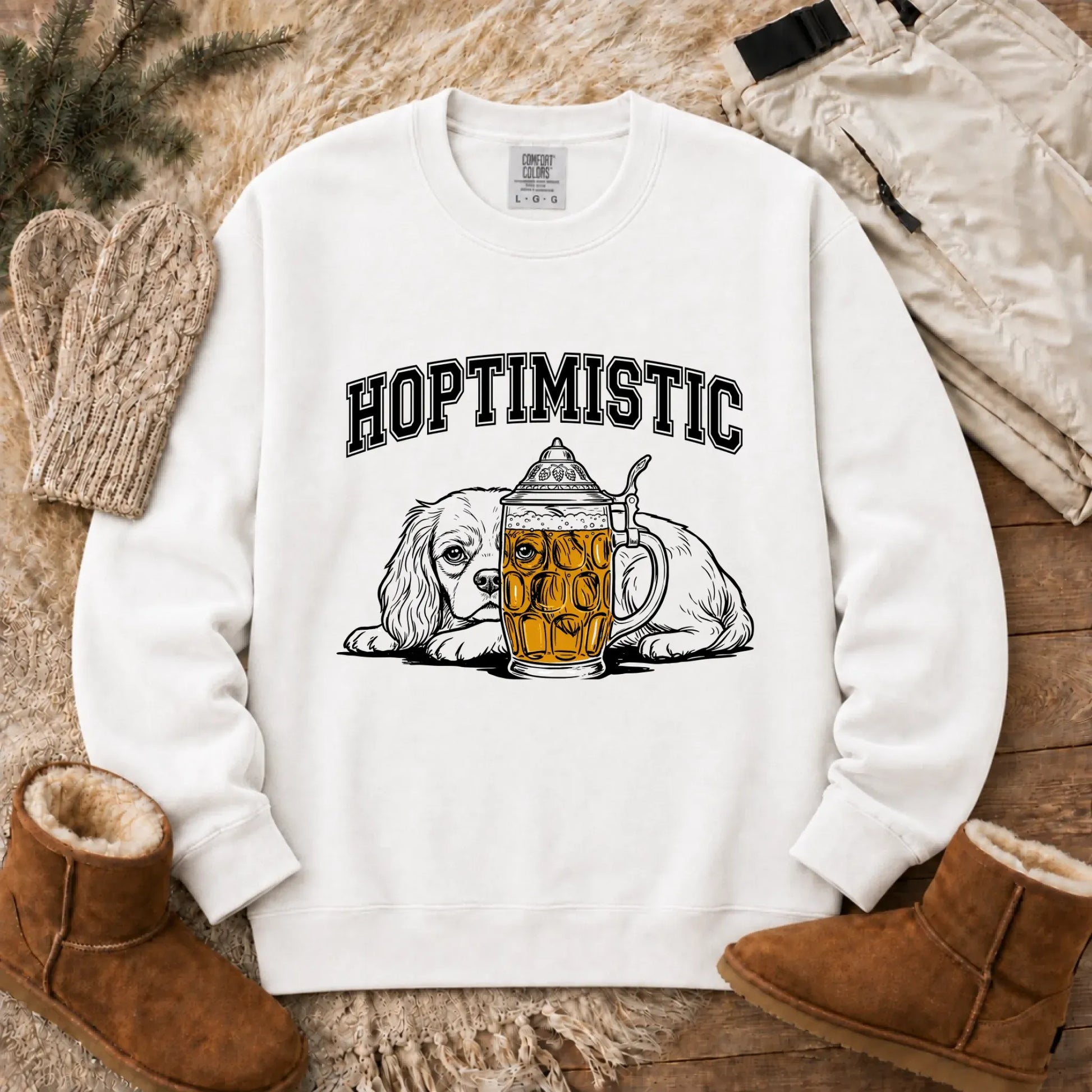 Customizer CC Light Sweatshirt / White / S Cavalier Beer Lover Day Drinking Unisex Sweatshirt