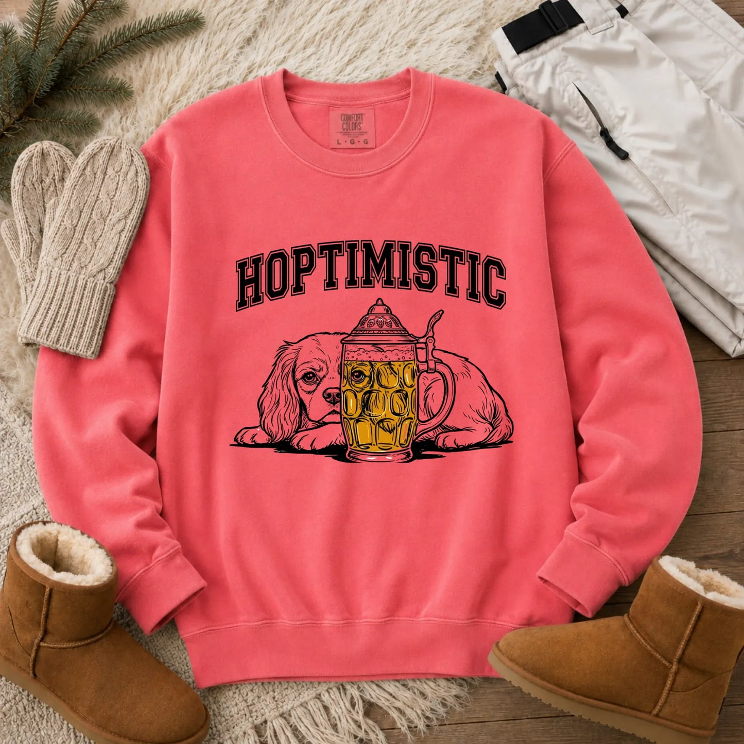 Customizer CC Light Sweatshirt / Watermelon / S Cavalier Beer Lover Day Drinking Unisex Sweatshirt