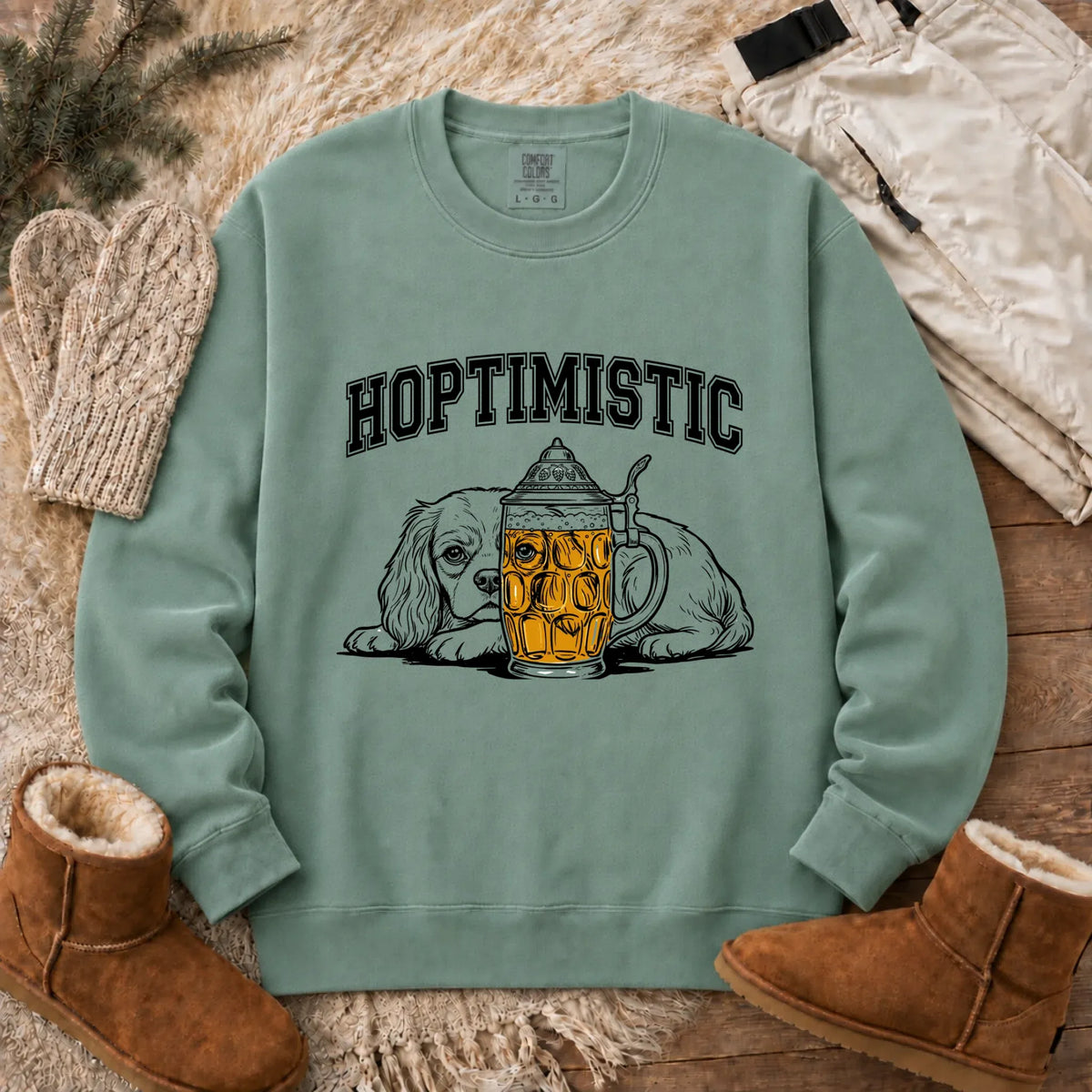 Customizer CC Dark Sweatshirt / Light Green / S Cavalier Beer Lover Day Drinking Unisex Sweatshirt