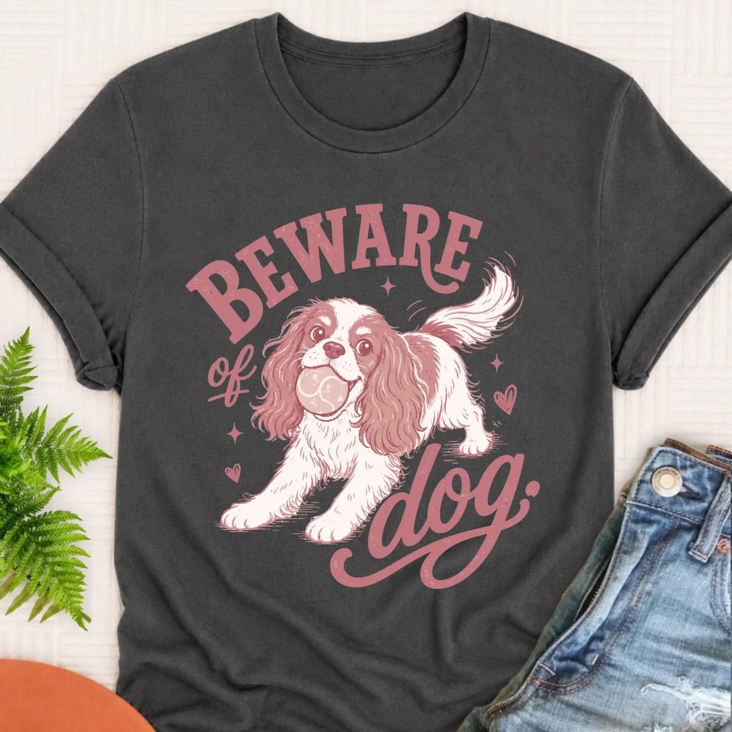 T-Shirt Monster Dark 1717 / Pepper / S Cavalier Beware of Dog Unisex Tshirt