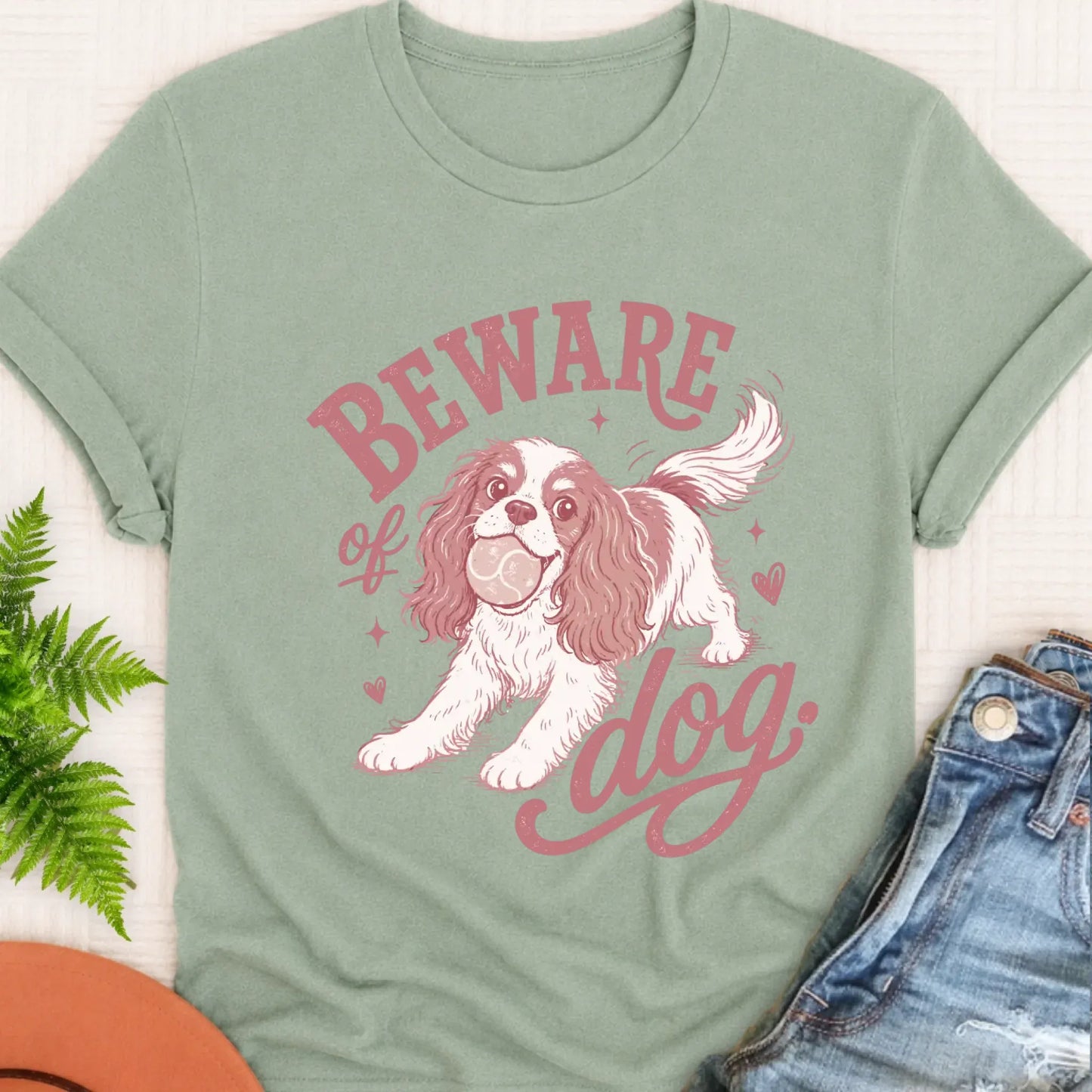 T-Shirt Monster Light 1717 / Bay / S Cavalier Beware of Dog Unisex Tshirt