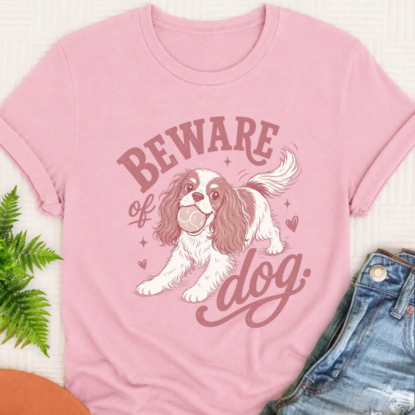 T-Shirt Monster Light 1717 / Blossom / S Cavalier Beware of Dog Unisex Tshirt