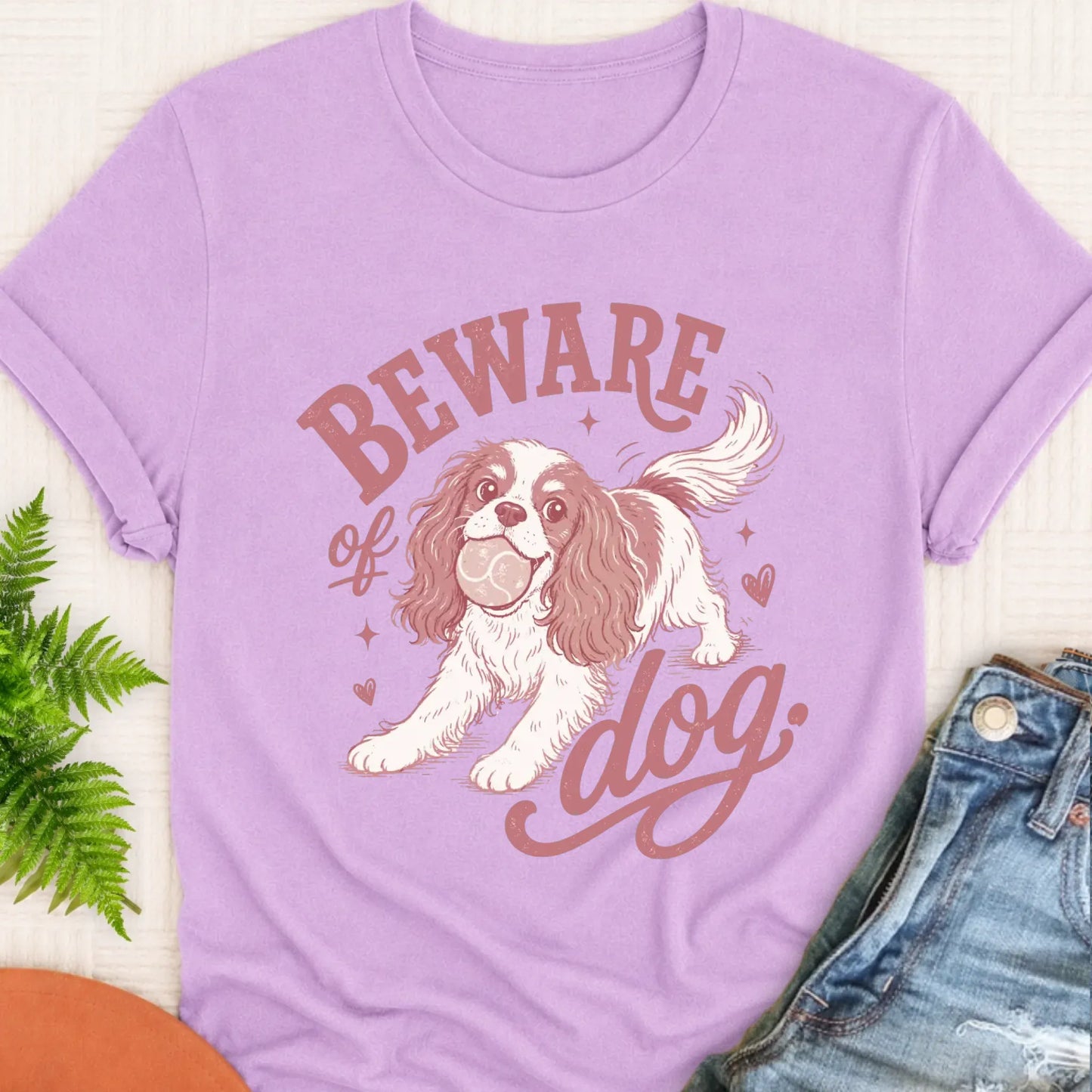 T-Shirt Monster Light 1717 / Orchid / S Cavalier Beware of Dog Unisex Tshirt