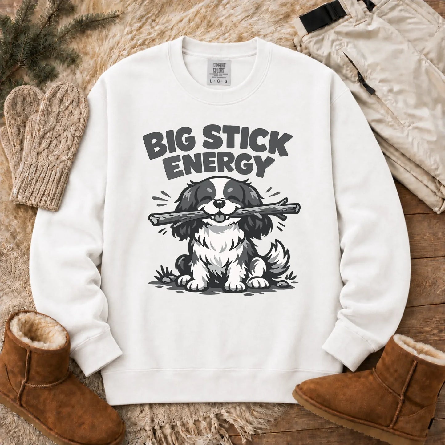 Cavalier Big Stick Energy Unisex Sweatshirt White