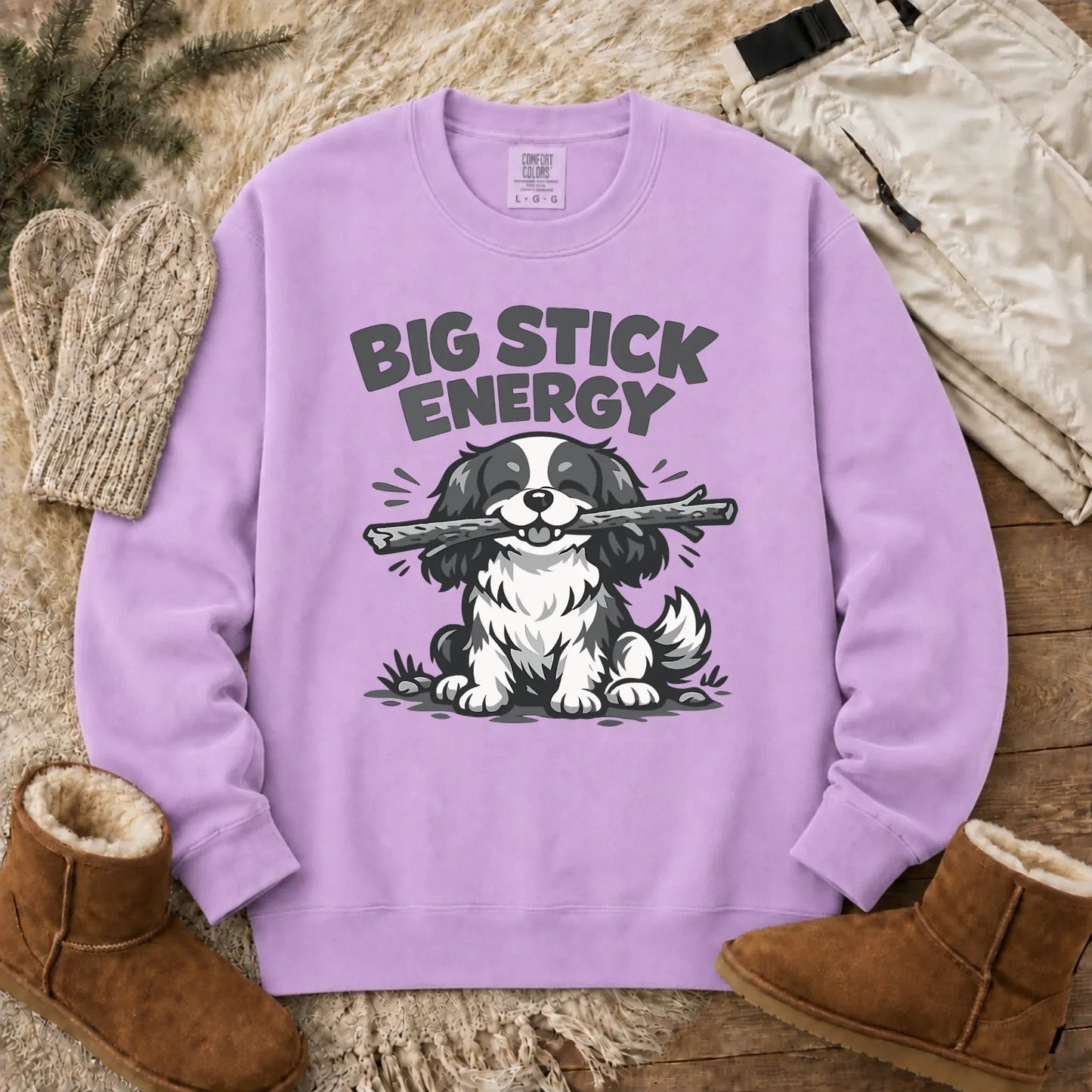 Cavalier Big Stick Energy Unisex Sweatshirt Orchid