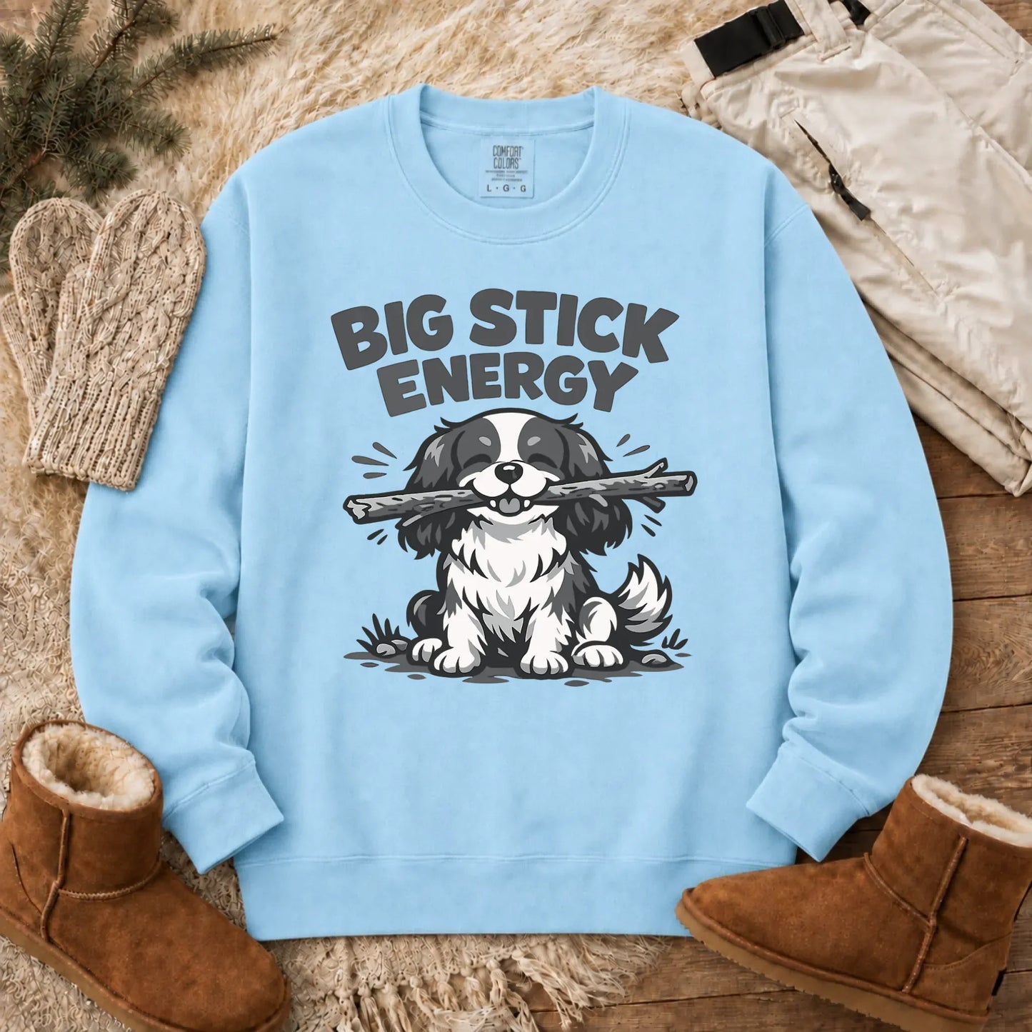 Cavalier Big Stick Energy Unisex Sweatshirt Chambray